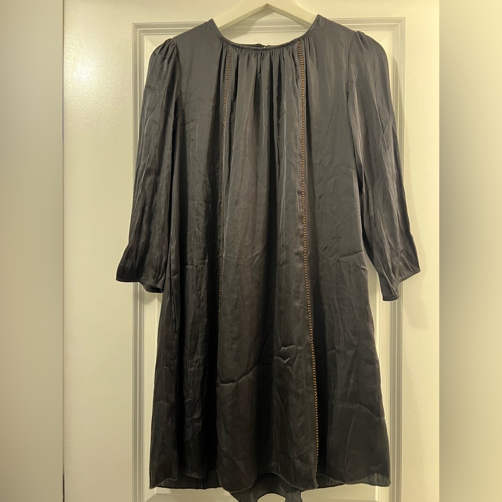 Black Aritzia Shift Dress, 2 amber beaded stripes